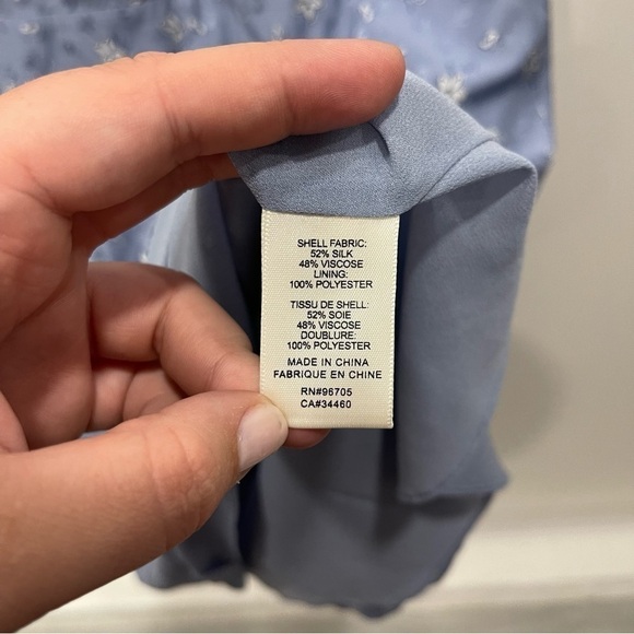 Tailored Rebecca Taylor Petal Fleur Silk-Blend Mini Dress Size 14 Blue Fog - Picture 6 of 9